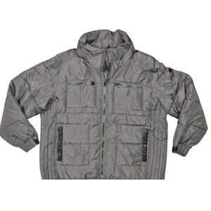 Sean John Men's Gray Full Zip Solid Puffer Jacket 2XL Polyester Pockets